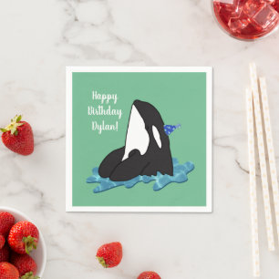 Serviette En Papier Personnalisable Orca Killer Whale Anniversaire