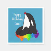 Serviette En Papier Personnalisable Orca Killer Whale Anniversaire (Devant)