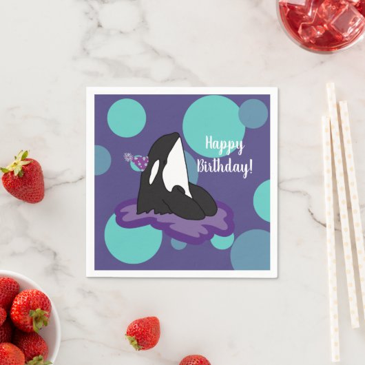 Serviette En Papier Personnalisable Orca Killer Whale Anniversaire (En situation)