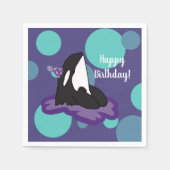 Serviette En Papier Personnalisable Orca Killer Whale Anniversaire (Devant)