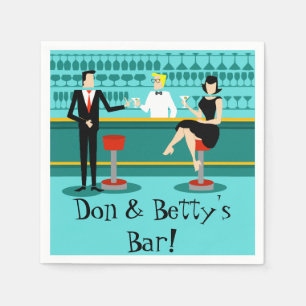 Serviette En Papier Personnalisable Retro Cocktail Lounge Papier
