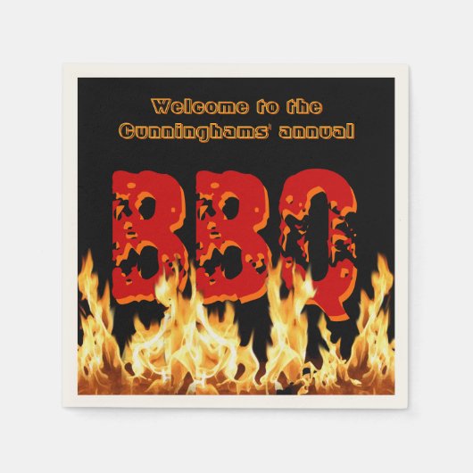 Serviette En Papier (personnalisable) serviettes barbecue en feu (Devant)