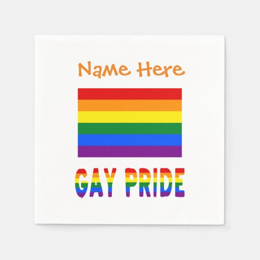 Serviette En Papier Personnalisation orange gay pride et drapeau arc-e (Devant)