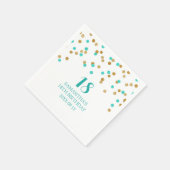 Serviette En Papier Personnalisé 18e anniversaire Napkin Gold Tuquoise (Coin)
