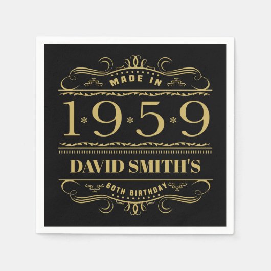 Serviette En Papier Personnalisé 1959 60e anniversaire (Devant)