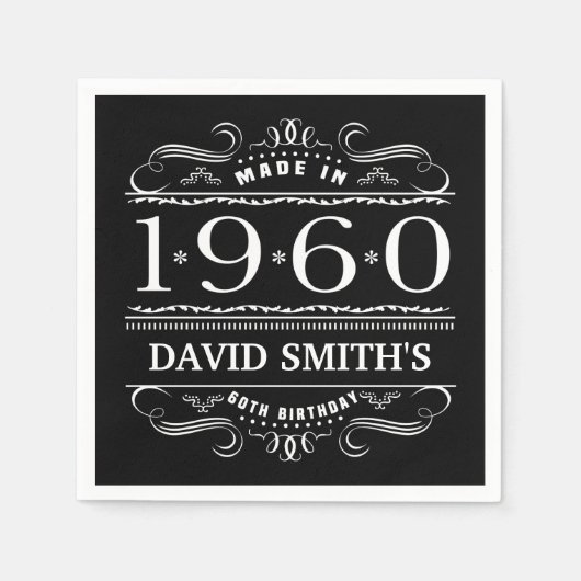Serviette En Papier Personnalisé 1960 60e anniversaire (Devant)