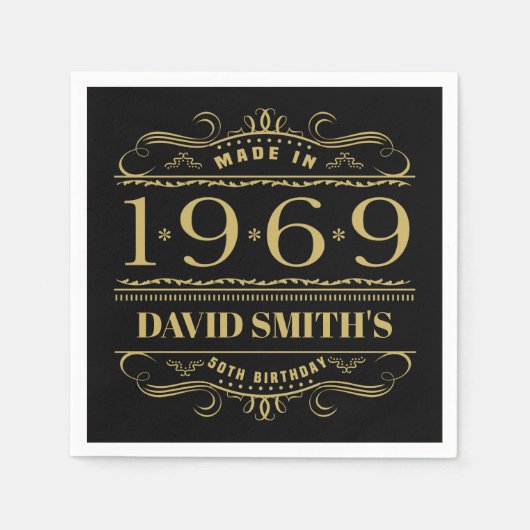 Serviette En Papier Personnalisé 1969 50e anniversaire (Devant)