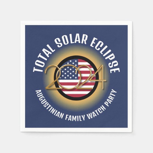 Serviette En Papier Personnalisé 2024 TOTAL SOLAR ECLIPSE USA Papier (Devant)