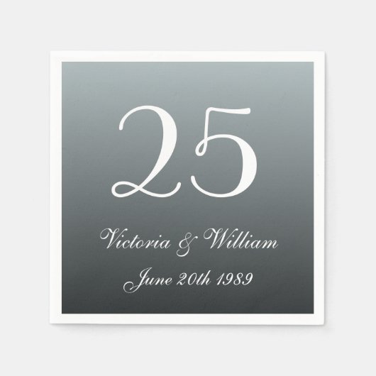 Serviette En Papier Personnalisé 25ème Mariage Anniversaire des servie (Devant)