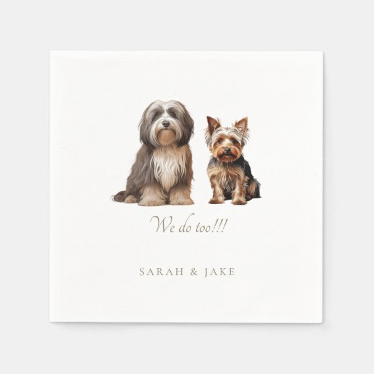 Serviette En Papier Personnalisé 2 Mariage pour animaux domestiques (Devant)