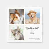 Serviette En Papier Personnalisé 3 Photo Collage Unique Mariage de cha (Devant)