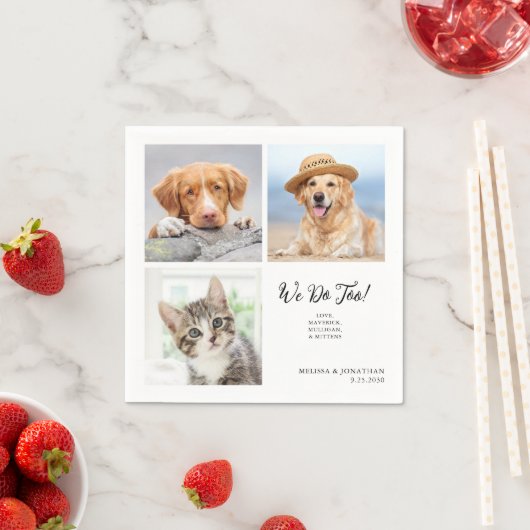 Serviette En Papier Personnalisé 3 Photo Collage Unique Pet Chien Mari (En situation)