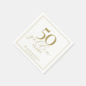 Serviette En Papier Personnalisé 50e anniversaire Mariage Élégant (Coin)