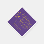 Serviette En Papier Personnalisé 50e anniversaire Mariage or violet (Coin)