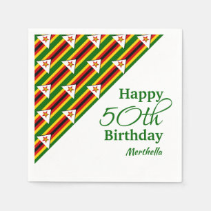 Serviette En Papier Personnalisé 50E ANNIVERSAIRE Zimbabwe Drapeau pap