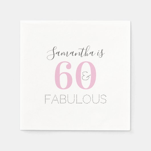 Serviette En Papier Personnalisé 60 et fabuleux Anniversaire rose mode (Devant)