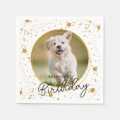 Serviette En Papier Personnalisé Animal Photo Gold Parties scintillant (Devant)