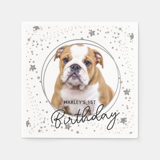 Serviette En Papier Personnalisé Animal Photo Parties scintillant Arge (Devant)