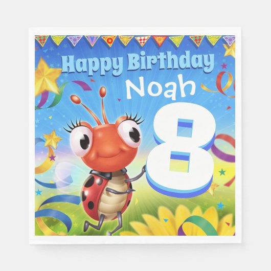 Serviette En Papier Personnalisé Anniversaire Garçon de papier de fête (Devant)