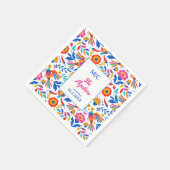 Serviette En Papier Personnalisé Art folklorique Floral Fiesta Mariage (Coin)