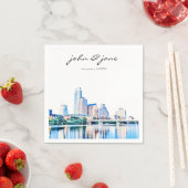 Serviette En Papier Personnalisé Austin Texas Skyline Mariage (En situation)