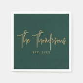 Serviette En Papier Personnalisé Avec Noms Élégant Script De Calligrap (Devant)