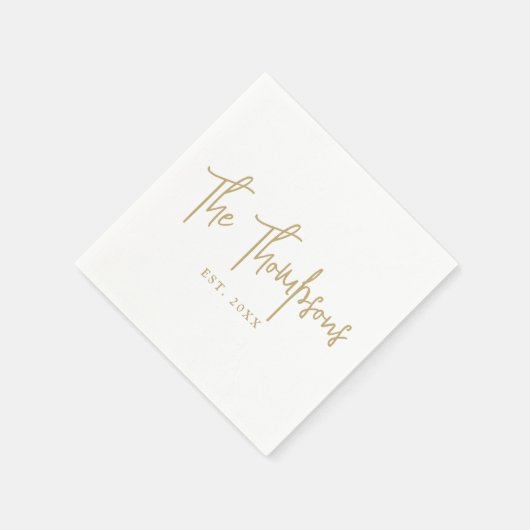 Serviette En Papier Personnalisé Avec Noms Élégant Script De Calligrap (Coin)