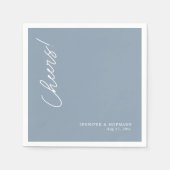 Serviette En Papier Personnalisé Blanc "Cheveux !" Mariage bleu Dusty (Devant)