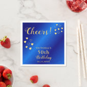 Serviette En Papier Personnalisé bleu et or applaudit 50e anniversaire (En situation)