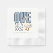 Serviette En Papier Personnalisé Blue One Silly Goose First Birday (Devant)