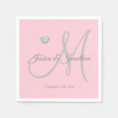 Serviette En Papier Personnalisé Blush PINK Heart Mariage monogramme (Devant)