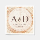 Serviette En Papier Personnalisé bois rustique Monogram Mariage (Devant)