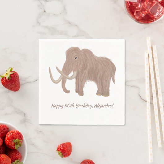 Serviette En Papier Personnalisé Brown Wooly Mammoth Party (En situation)