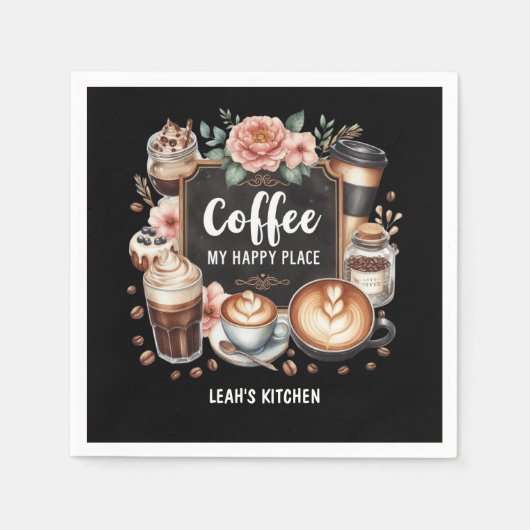 Serviette En Papier ☕ Personnalisé Café Cuisine Café Café Café Joyeux  (Devant)