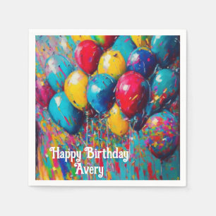 Serviette En Papier Personnalisé Coloré Amusant Ballons d'anniversaire