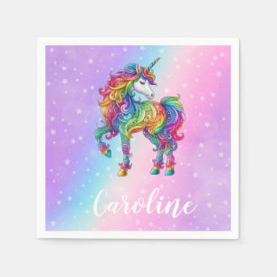 Serviette En Papier Personnalisé Coloré magique unicorne