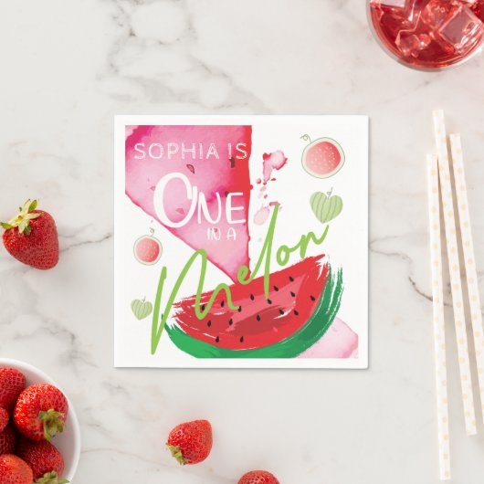 Serviette En Papier Personnalisé dans un Melon Anniversaire (En situation)