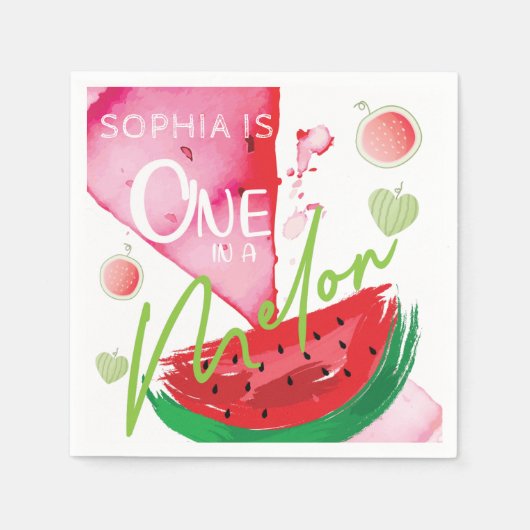 Serviette En Papier Personnalisé dans un Melon Anniversaire (Devant)