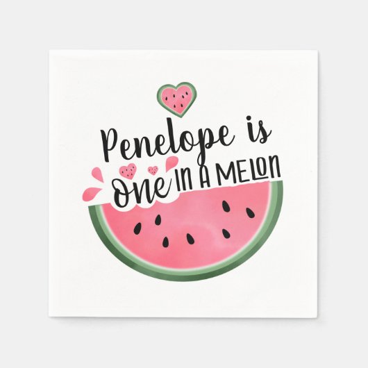 Serviette En Papier Personnalisé Dans Un Melon Anniversaire (Devant)