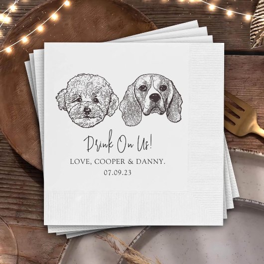 Serviette En Papier Personnalisé Deux Cocktails pour animaux Mariage d