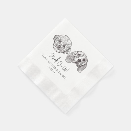 Serviette En Papier Personnalisé Deux Cocktails pour animaux Mariage d (Coin)