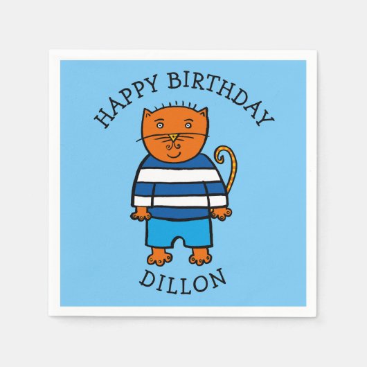 Serviette En Papier Personnalisé Dillon le chat (Devant)