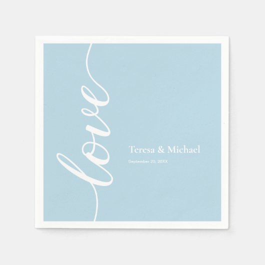 Serviette En Papier Personnalisé Dusty blue names Love script (Devant)