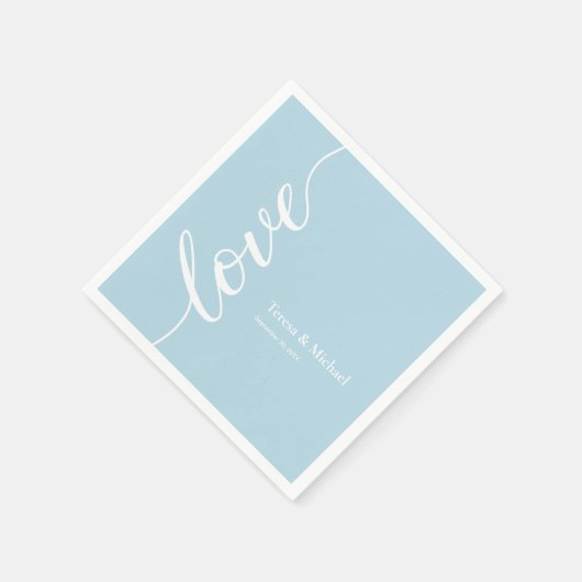 Serviette En Papier Personnalisé Dusty blue names Love script (Coin)
