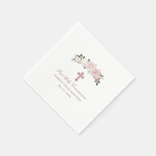 Serviette En Papier Personnalisé Editable Première Sainte Communion (Coin)