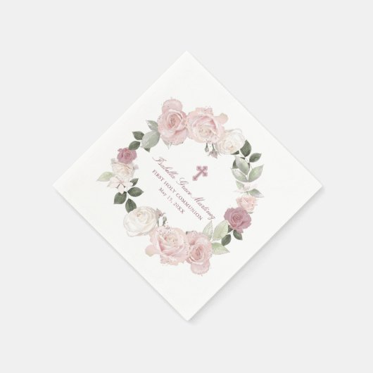Serviette En Papier Personnalisé Editable Première Sainte Communion (Coin)