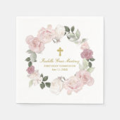 Serviette En Papier Personnalisé Editable Première Sainte Communion (Devant)