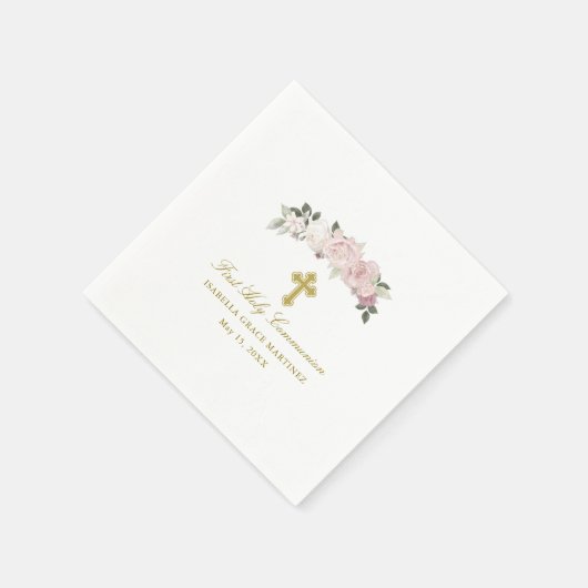 Serviette En Papier Personnalisé Editable Première Sainte Communion (Coin)