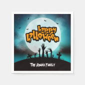 Serviette En Papier Personnalisé Éffrayant Zombie Happy Halloween Part (Devant)
