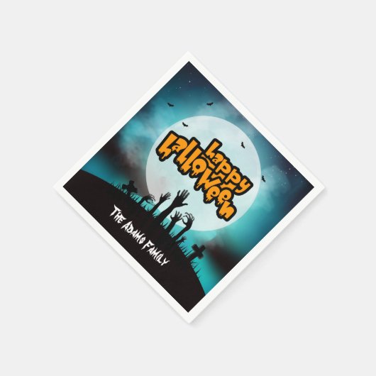 Serviette En Papier Personnalisé Éffrayant Zombie Happy Halloween Part (Coin)